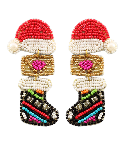 Santa Hat & Stocking Christmas Earrings