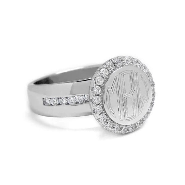 Angelica: Rounded Sterling Silver Monogram Ring