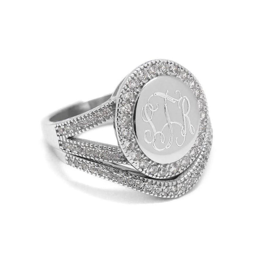 Zane: Monogram Sterling Silver Oval Ring