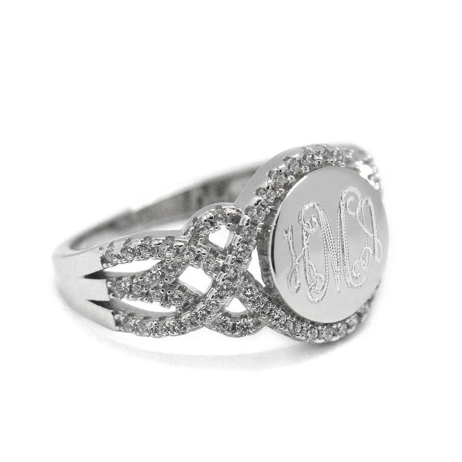 Sterling Silver Princess CZ Monogram Ring – Be Monogrammed
