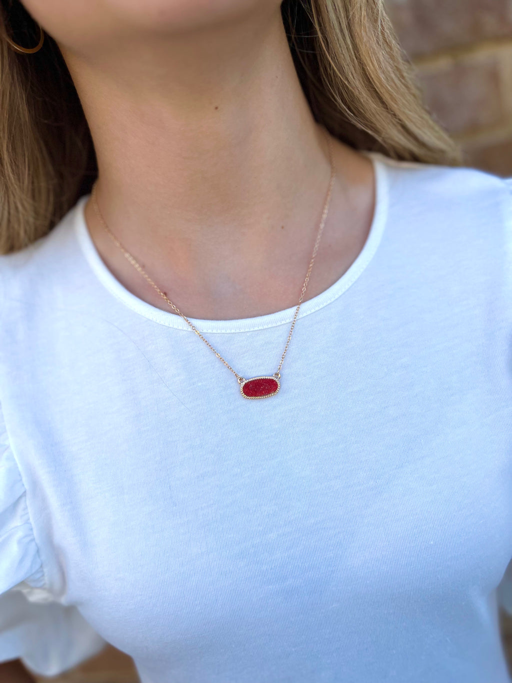 Blair: Oval Druzy Stone Necklace