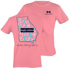 Southern Short Sleeve Peachy Pink: Floral Georgia