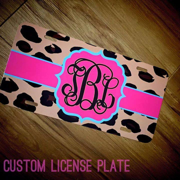 License Plate: Cheetah Pink/Aqua