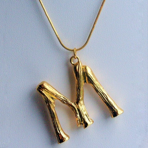 Golden Bamboo Initial Necklace