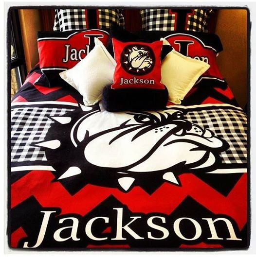 KK's Custom Bedding: Bulldog/ RED&BLK