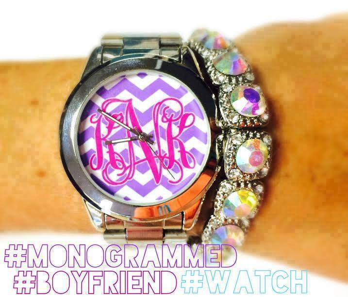 Monogram Chevron Watch: Pink & Purple