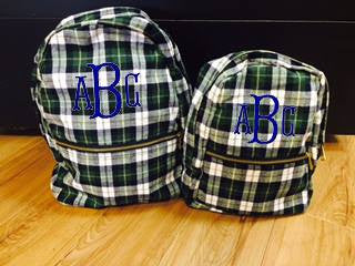 Large Plaid Backpack: Royal Blue Monogram