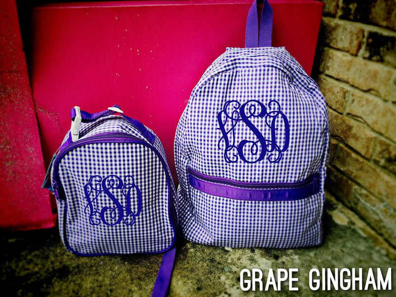 Large Purple Gingham Backpack: Purple Monogram