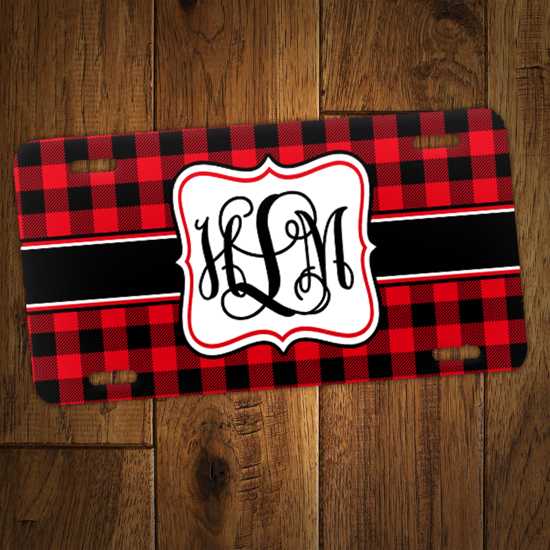 Monogram License Plate: Gingham