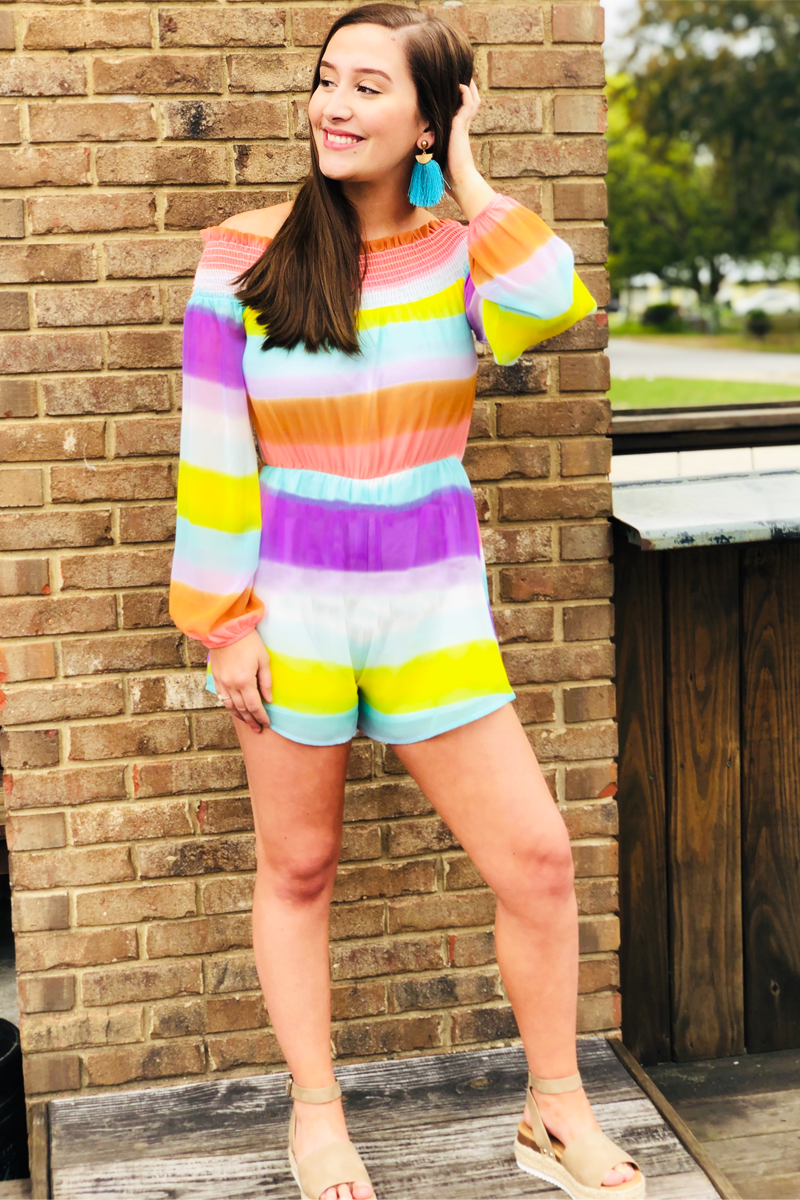 Riley: Rainbow Smocking Romper