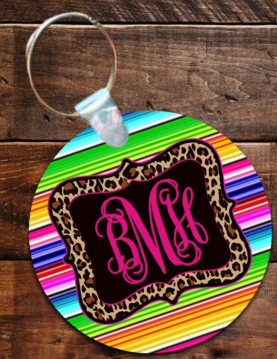 Monogram Keychain: Cheetah /Serape