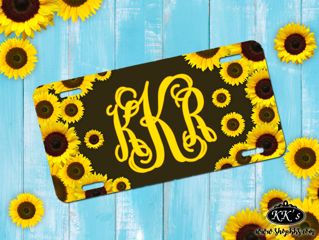 Sunflower Lovin' Monogram License Plate