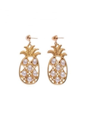 Tutti Frutti: Pineapple Pearl Drop Earrings