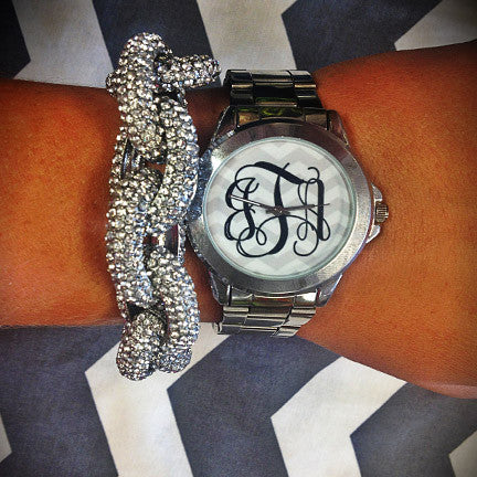 Chevron Watch: White/ Gray