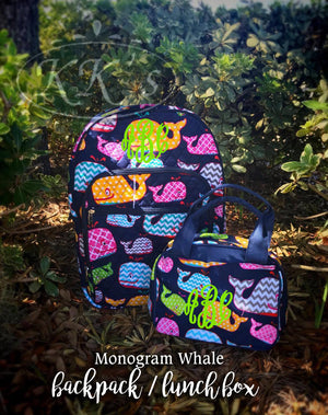 Whale Hello Quilted Backpack (or Lunchbox)