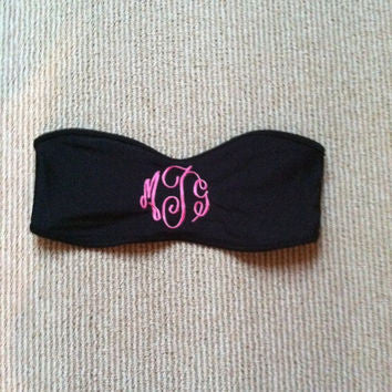 Monogram Bandeau Top: Black
